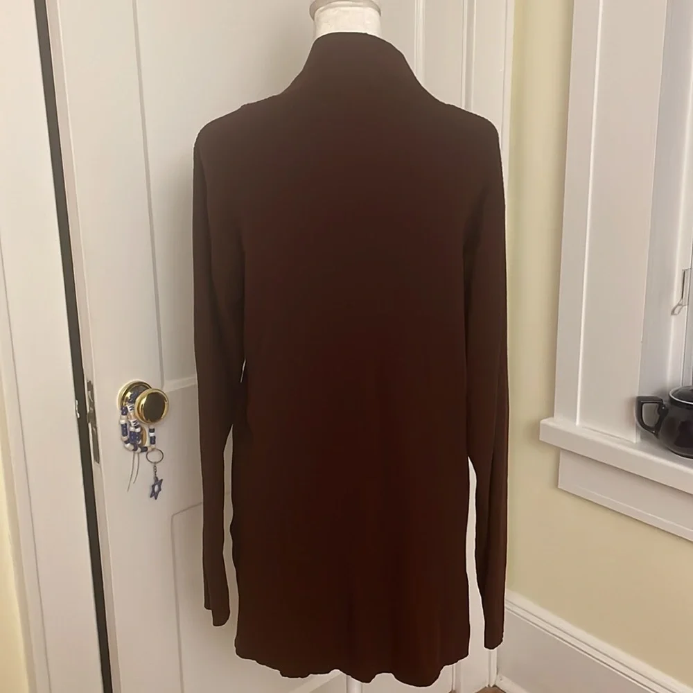 Eileen Fisher Ribbed Wool Cardigan in Chestnut. Size L. Gently Worn.
